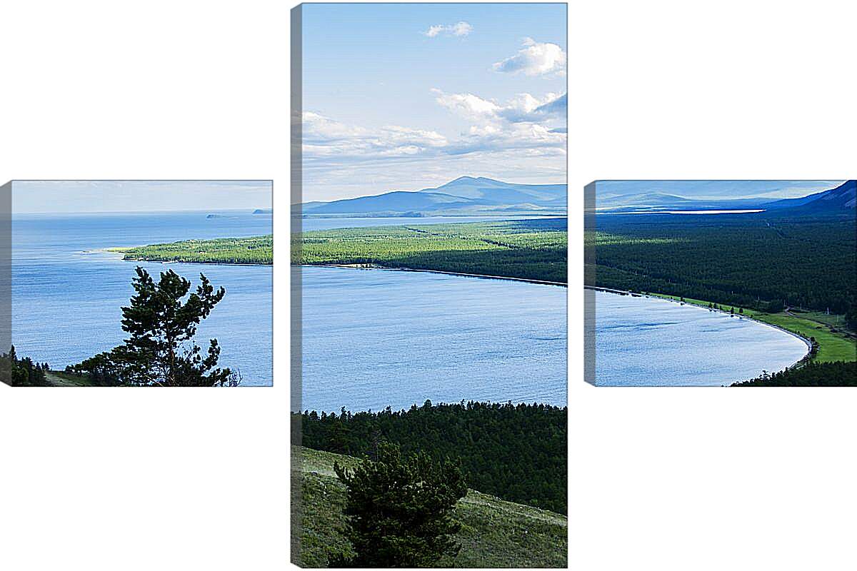 Модульная картина - Вид на летнее озеро. Байкал