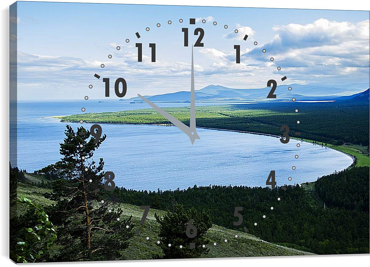 Часы картина - Вид на летнее озеро. Байкал