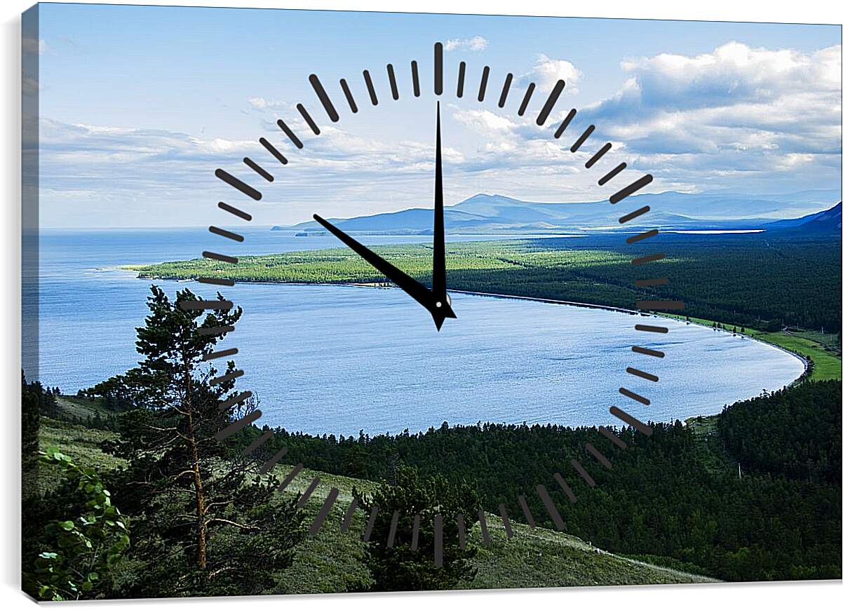 Часы картина - Вид на летнее озеро. Байкал