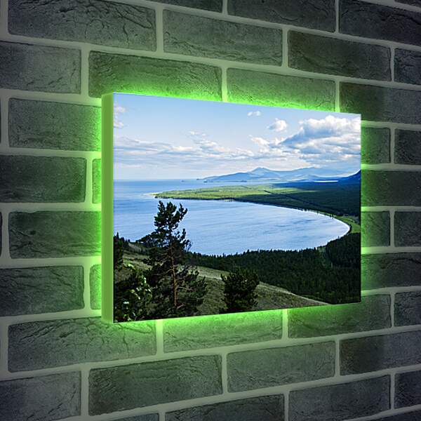 Лайтбокс световая панель - Вид на летнее озеро. Байкал