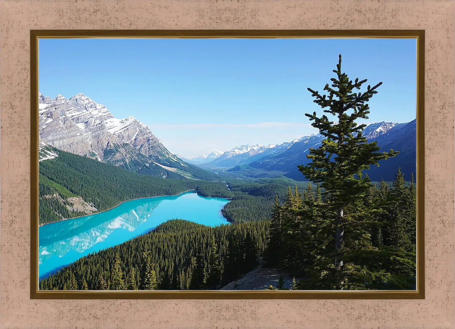 Картина в раме - Бирюзовая вода и горы