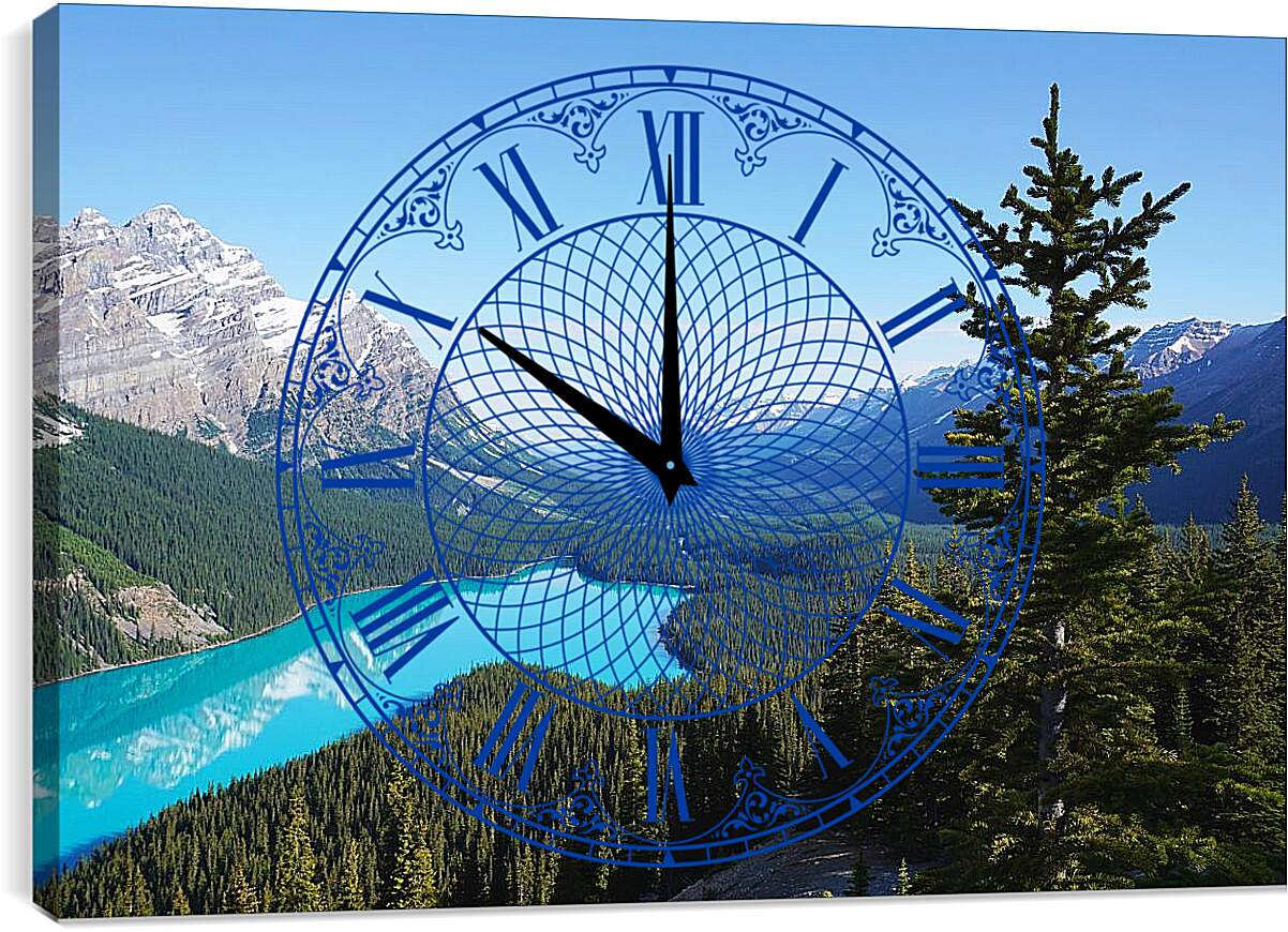 Часы картина - Бирюзовая вода и горы