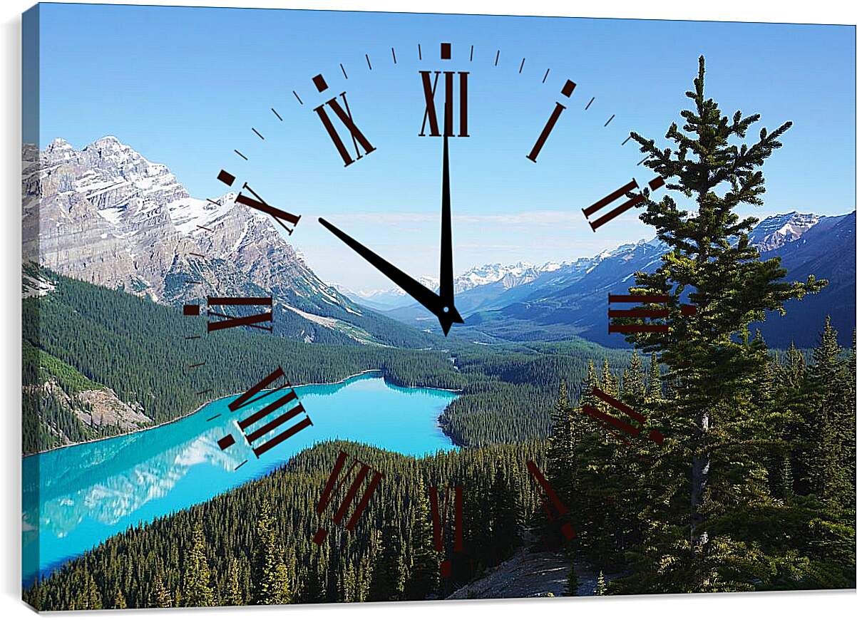 Часы картина - Бирюзовая вода и горы