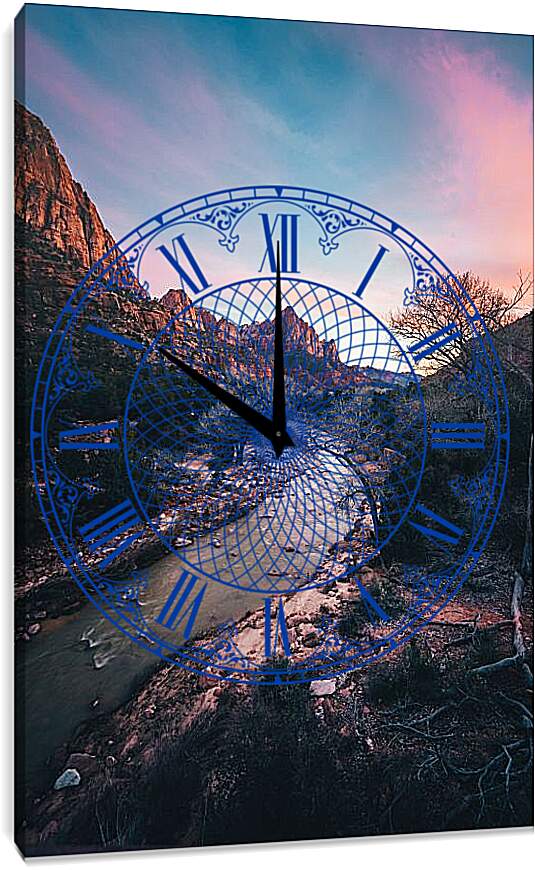 Часы картина - Горная река