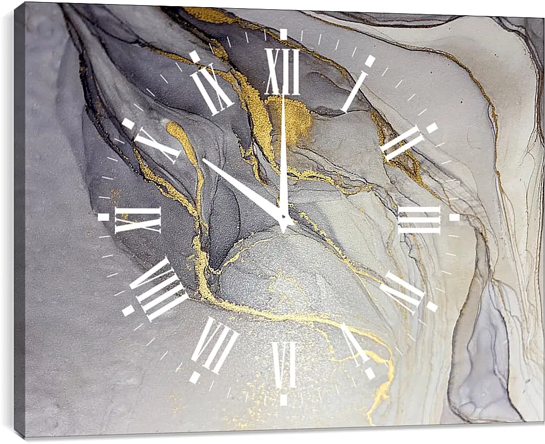 Часы картина - Золотые чернила. Абстракция
