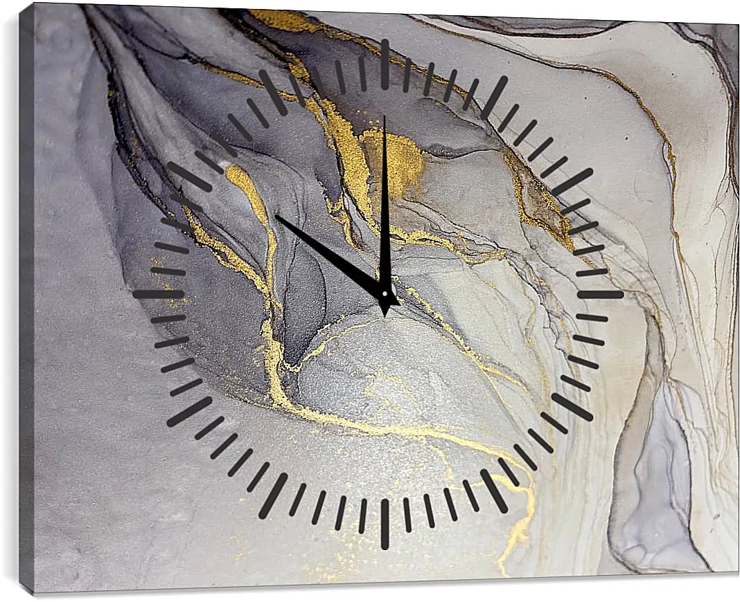 Часы картина - Золотые чернила. Абстракция