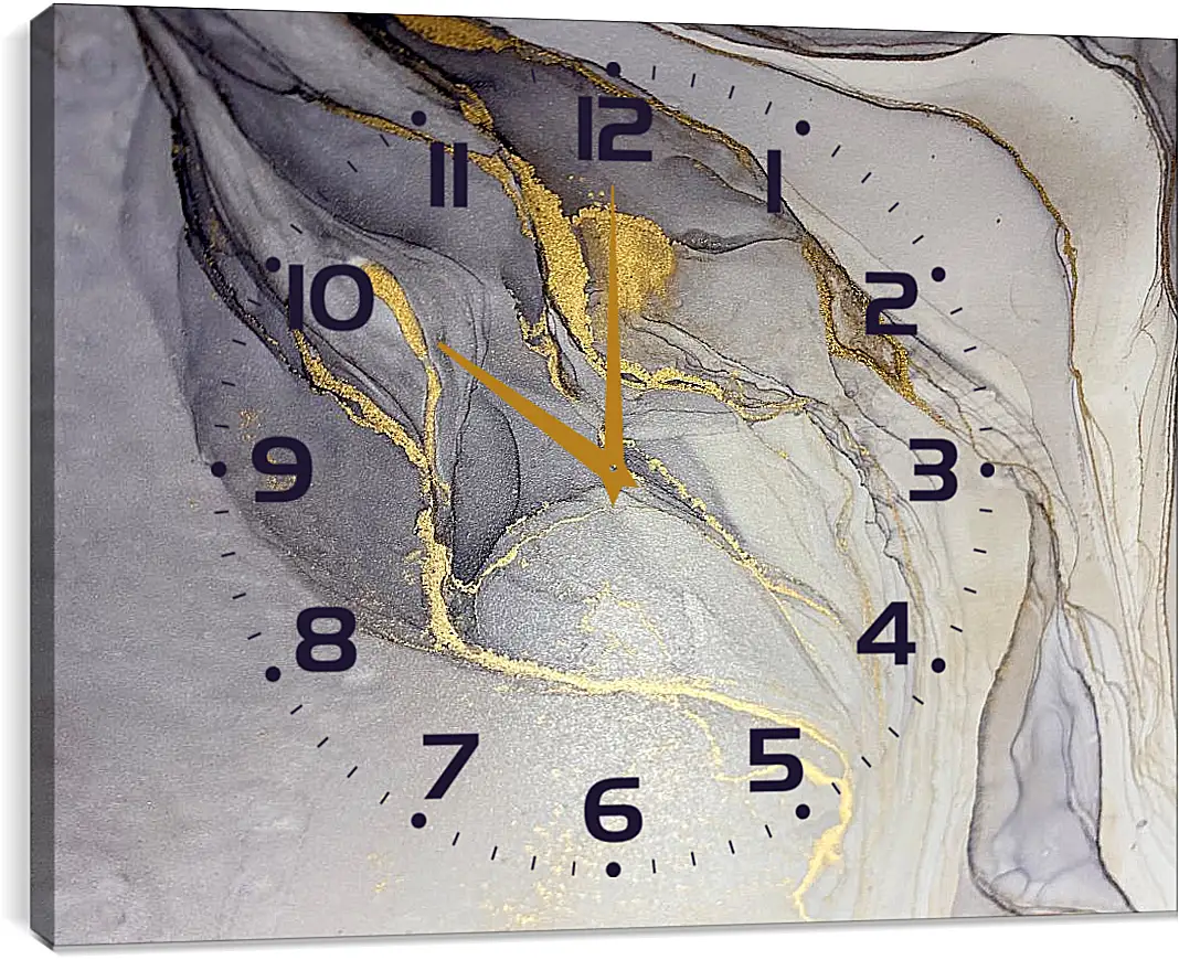 Часы картина - Золотые чернила. Абстракция