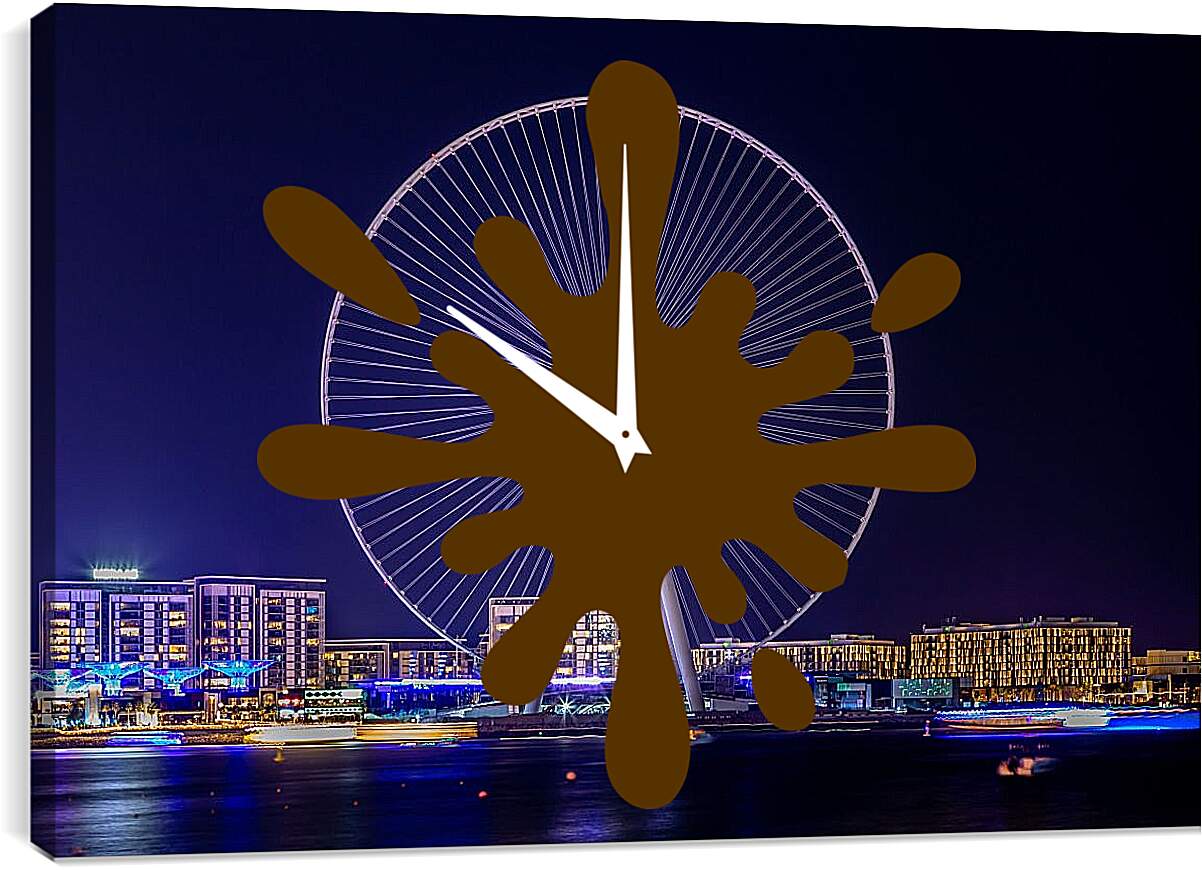Часы картина - Ночное колесо обозрения. Дубай