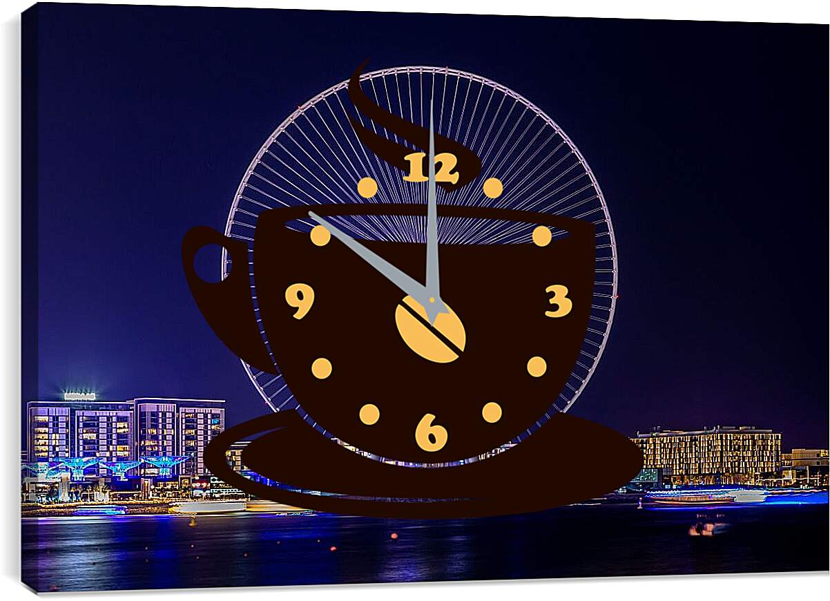 Часы картина - Ночное колесо обозрения. Дубай
