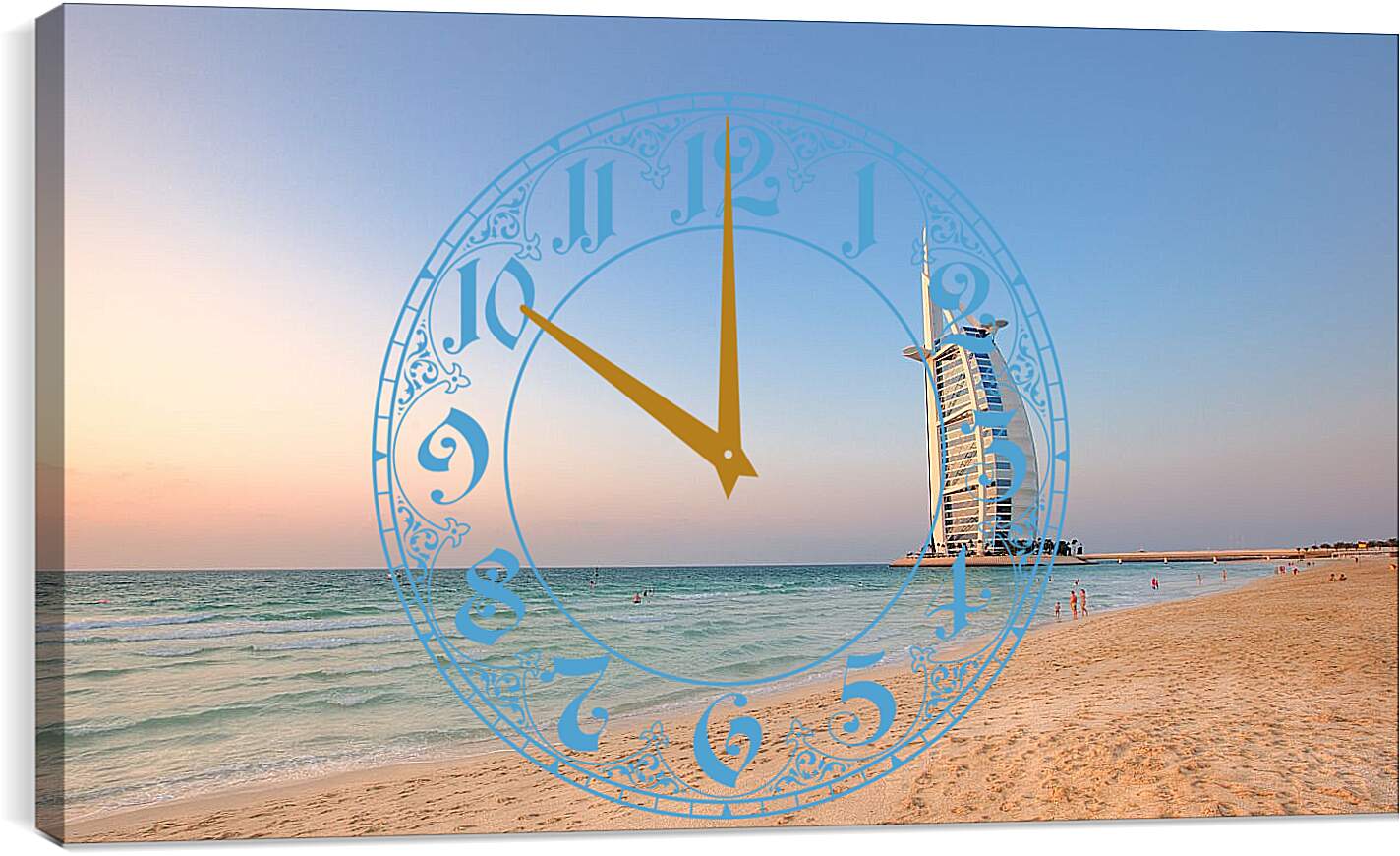 Часы картина - Бурдж Аль Араб вид с пляжа. Дубай