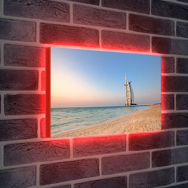 Лайтбокс световая панель - Бурдж Аль Араб вид с пляжа. Дубай