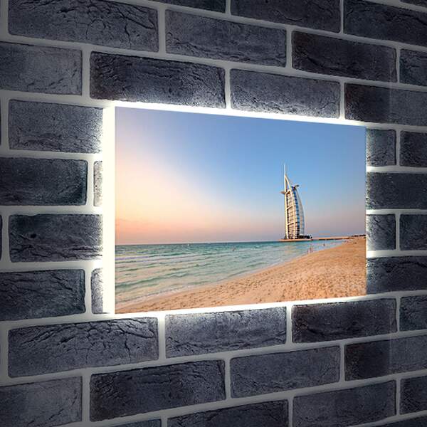 Лайтбокс световая панель - Бурдж Аль Араб вид с пляжа. Дубай