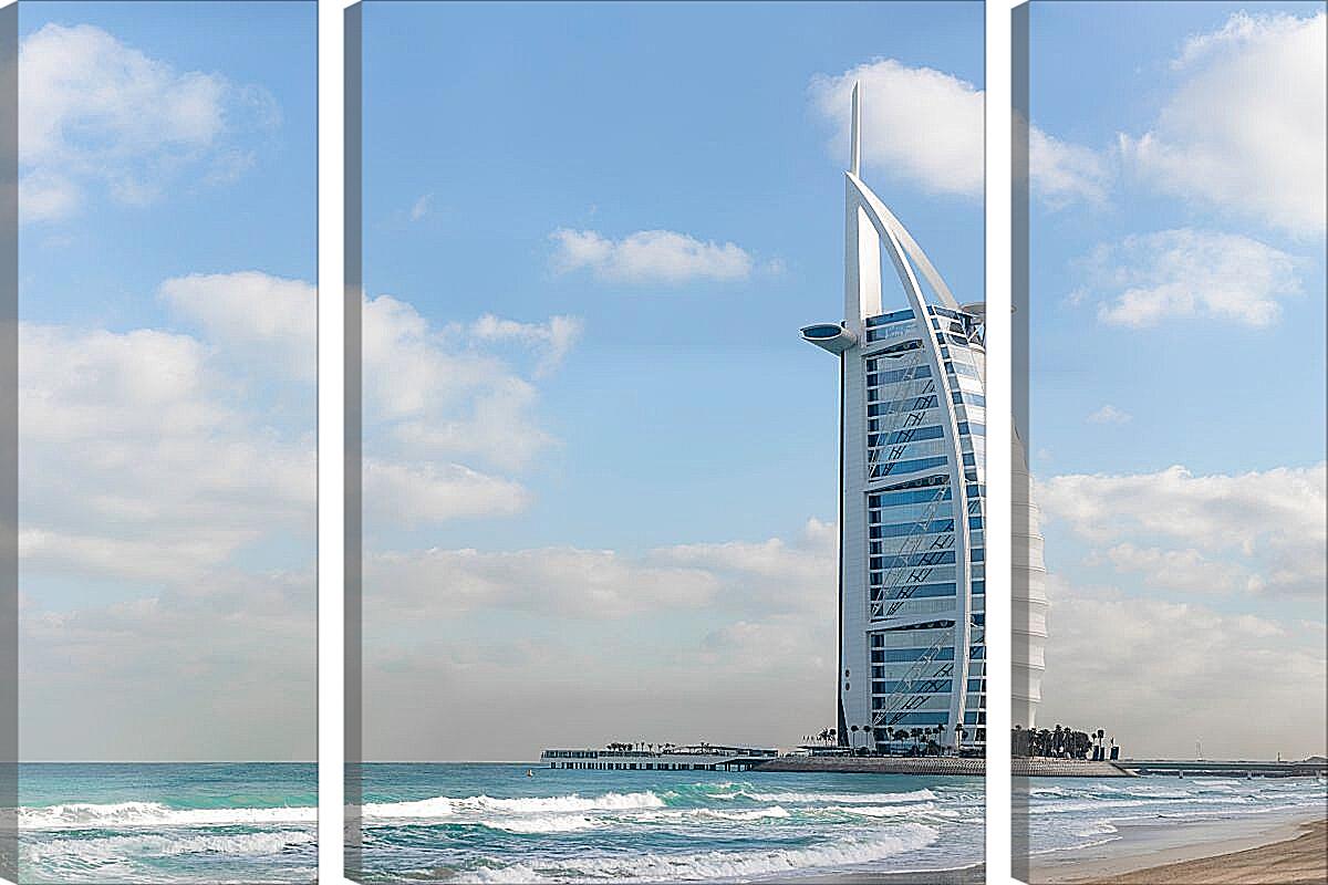 Модульная картина - Вид с пляжа на Бурдж Аль Араб. Дубай