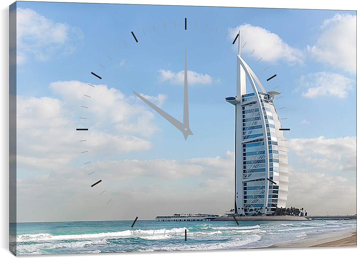 Часы картина - Вид с пляжа на Бурдж Аль Араб. Дубай
