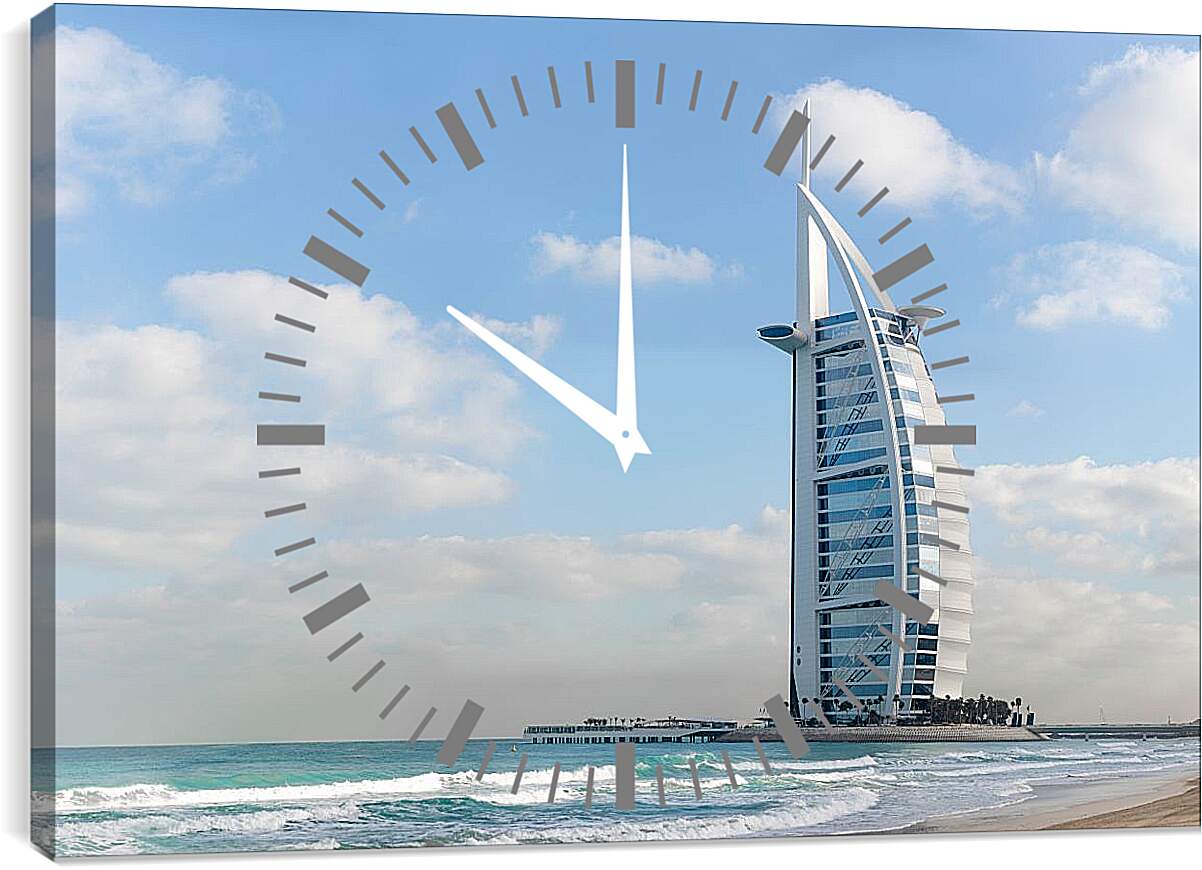 Часы картина - Вид с пляжа на Бурдж Аль Араб. Дубай