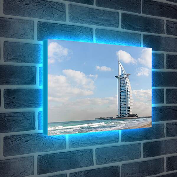 Лайтбокс световая панель - Вид с пляжа на Бурдж Аль Араб. Дубай