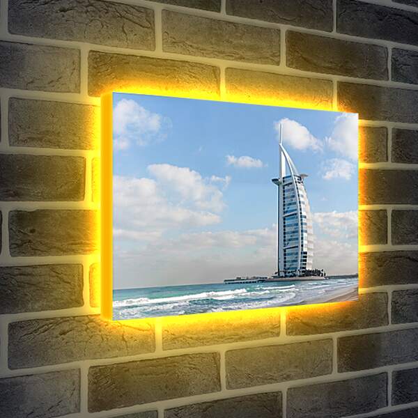 Лайтбокс световая панель - Вид с пляжа на Бурдж Аль Араб. Дубай