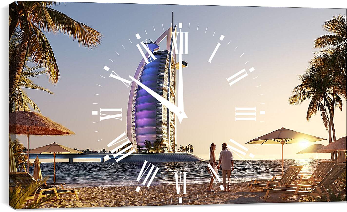 Часы картина - Вечерний Бурдж Аль Араб. Дубай