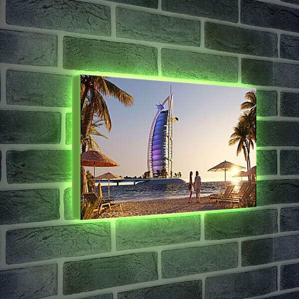 Лайтбокс световая панель - Вечерний Бурдж Аль Араб. Дубай