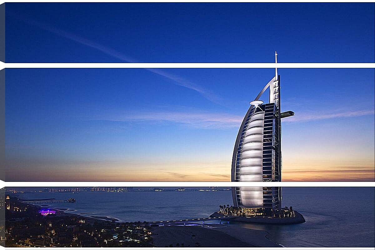 Модульная картина - Ночной Бурдж Аль Араб. Дубай