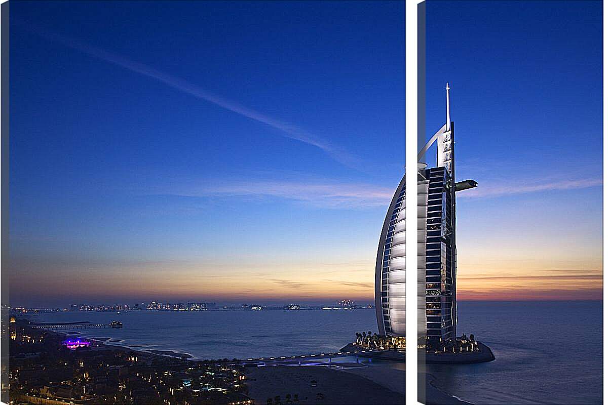 Модульная картина - Ночной Бурдж Аль Араб. Дубай