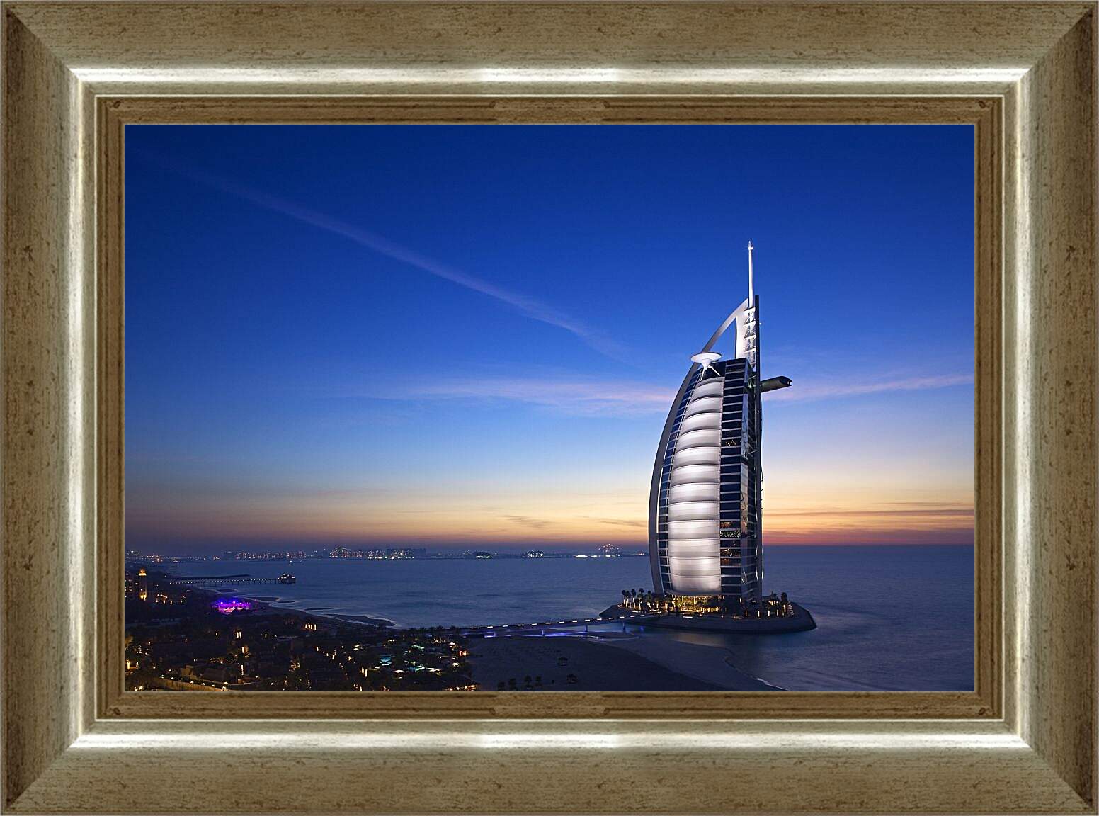 Картина в раме - Ночной Бурдж Аль Араб. Дубай