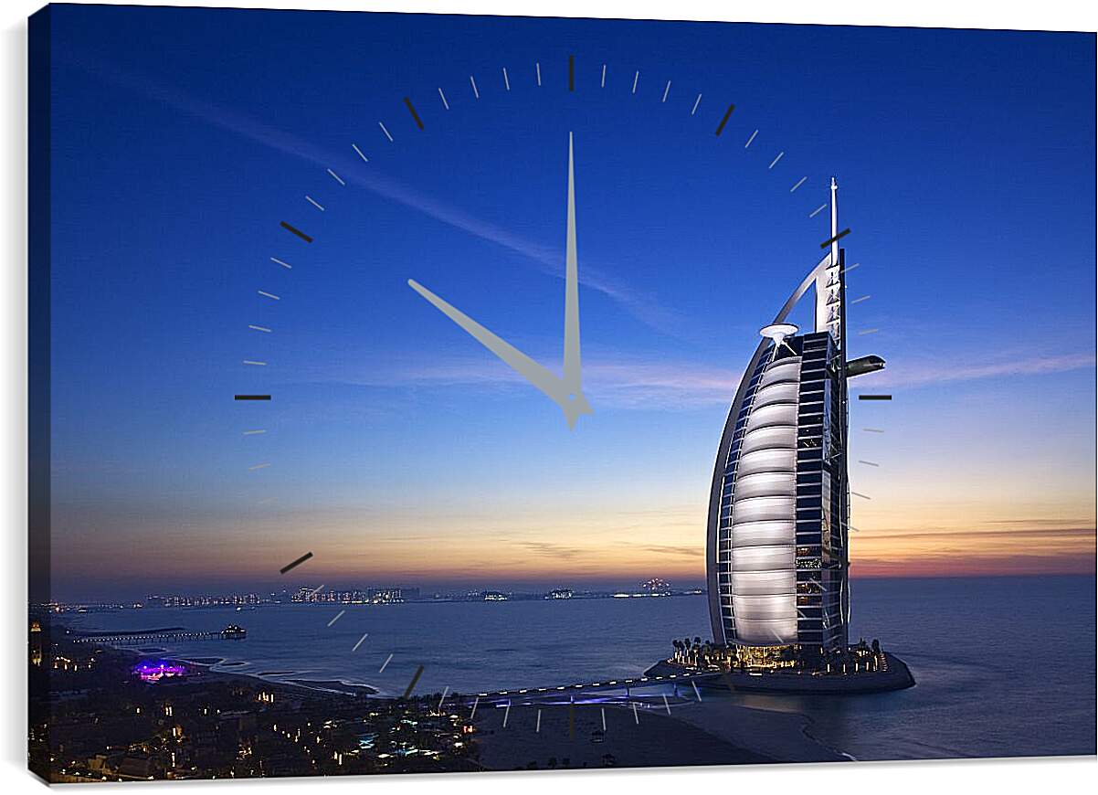 Часы картина - Ночной Бурдж Аль Араб. Дубай