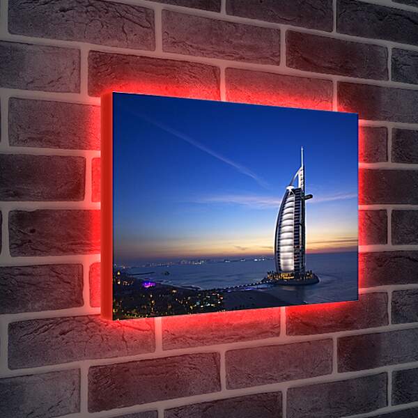 Лайтбокс световая панель - Ночной Бурдж Аль Араб. Дубай