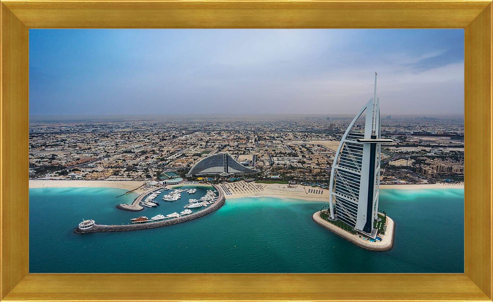 Картина в раме - Вид на Бурдж Аль Араб с высоты. Дубай