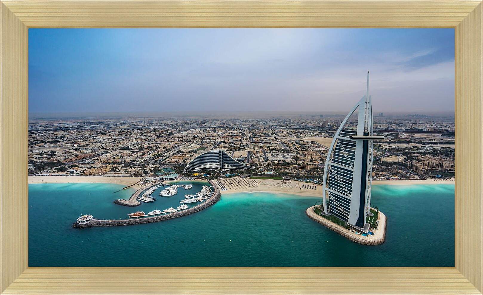 Картина в раме - Вид на Бурдж Аль Араб с высоты. Дубай