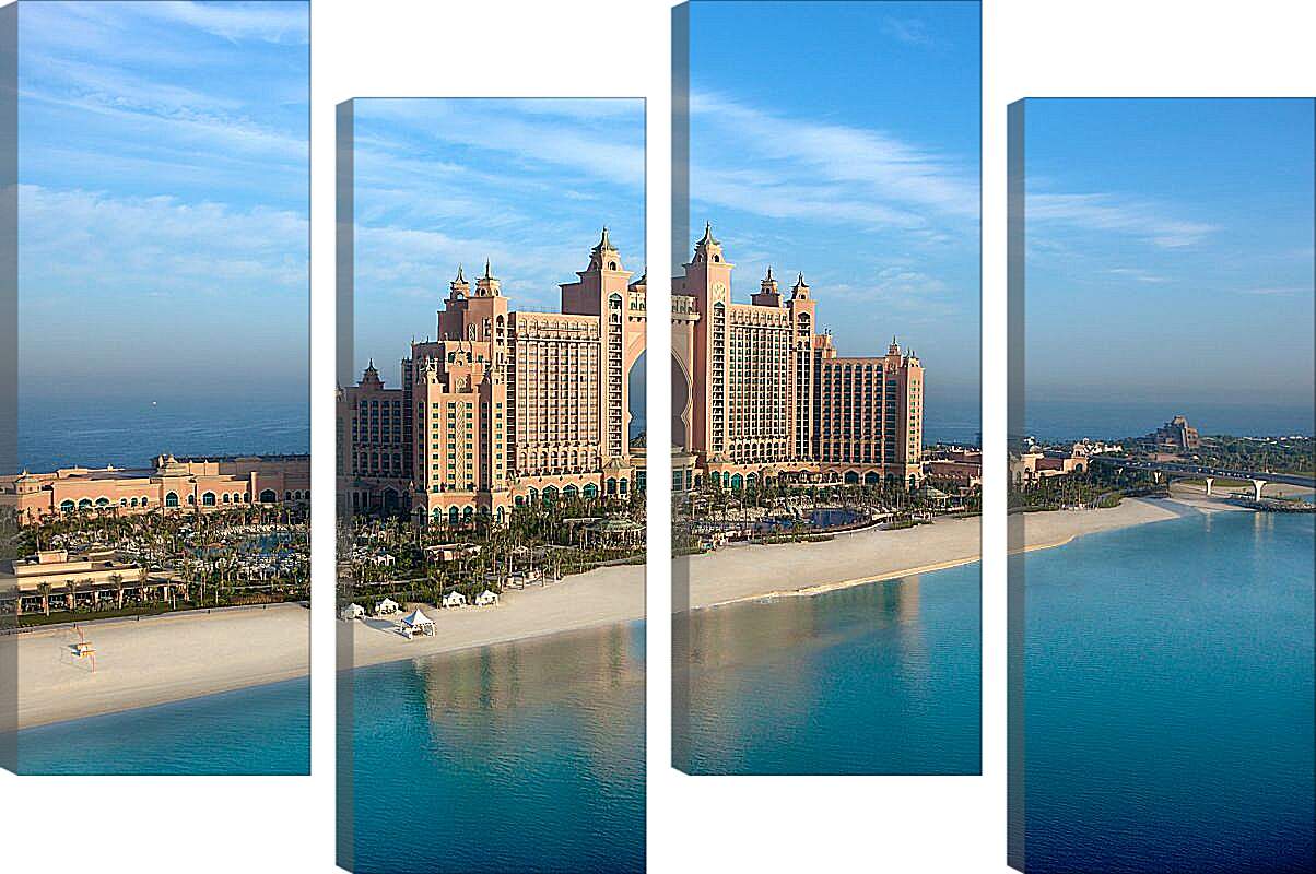 Модульная картина - Вид на Пальма Джумейра Атлантис с высоты. Дубай
