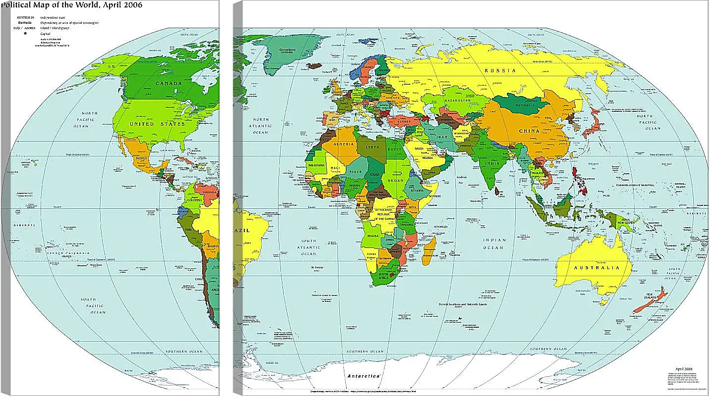 Модульная картина - Политическая карта мира. Апрель 2006