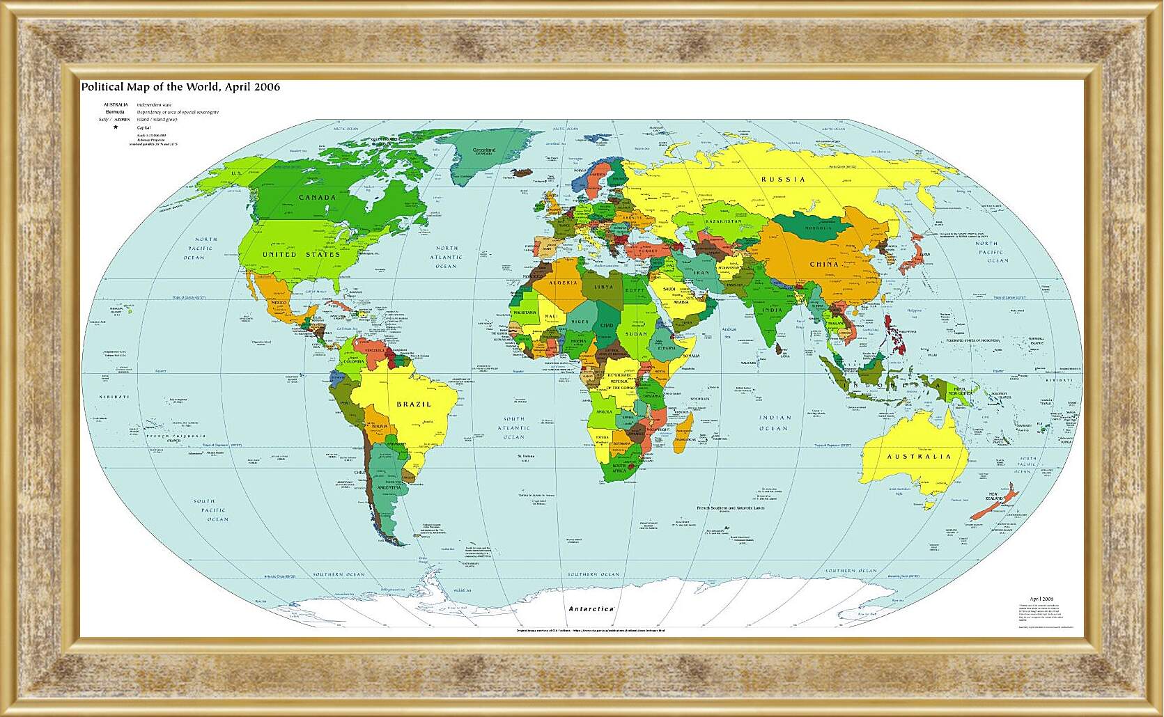 Картина в раме - Политическая карта мира. Апрель 2006