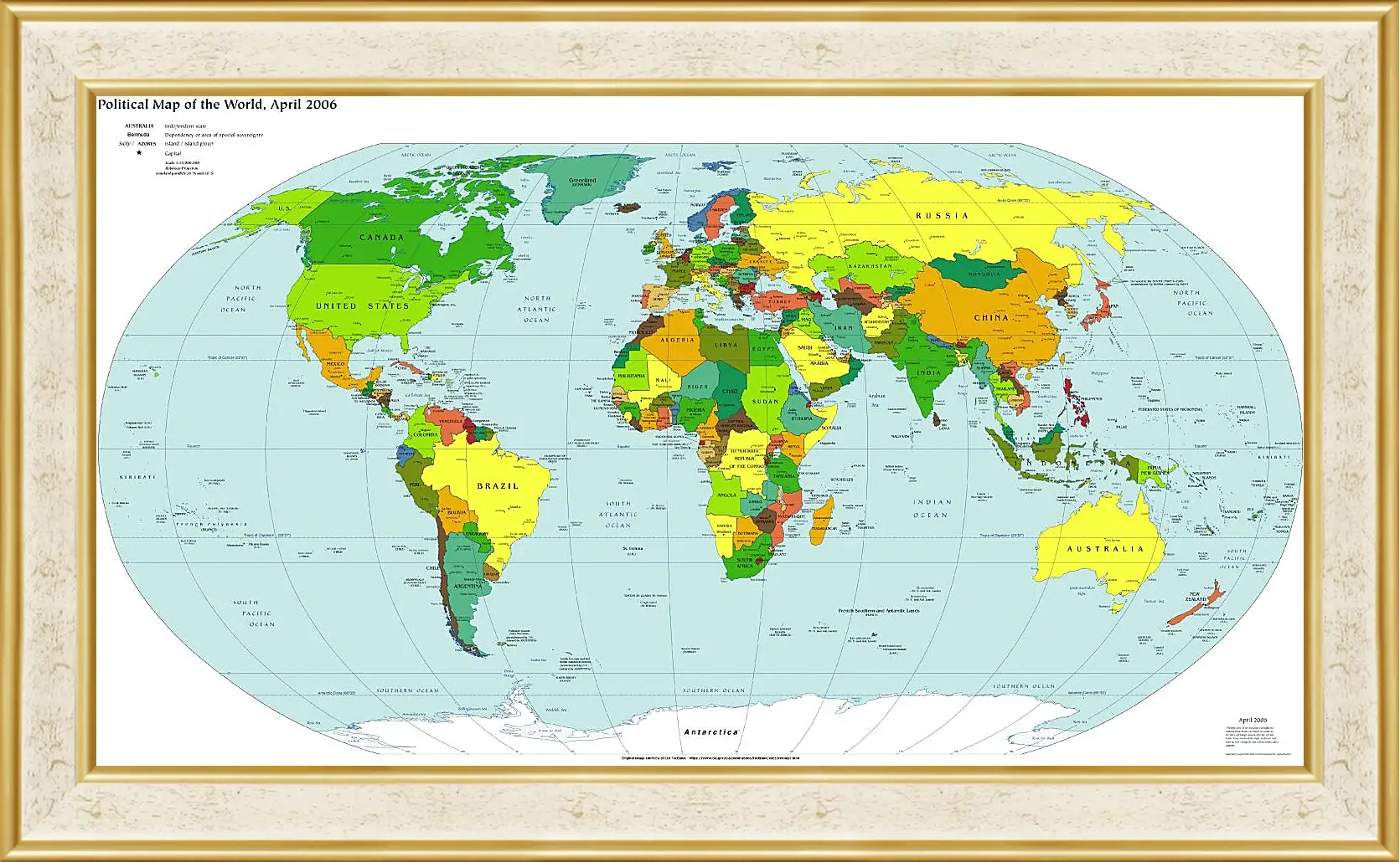 Картина в раме - Политическая карта мира. Апрель 2006