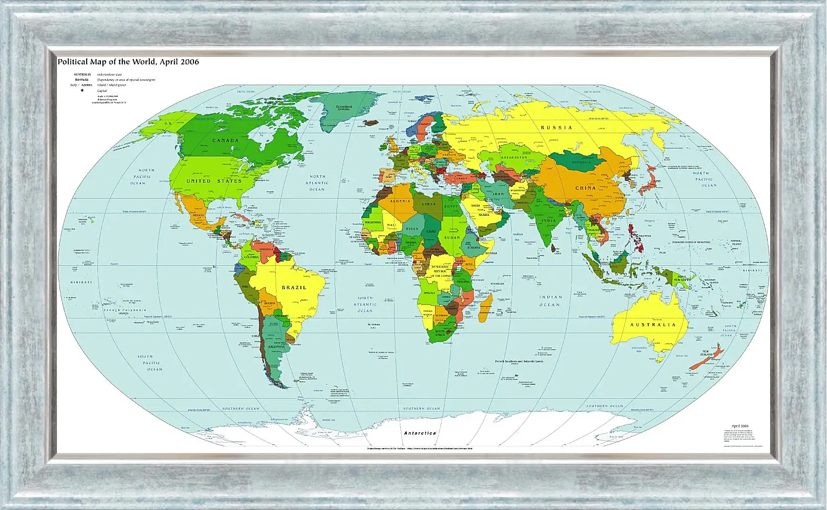 Картина в раме - Политическая карта мира. Апрель 2006