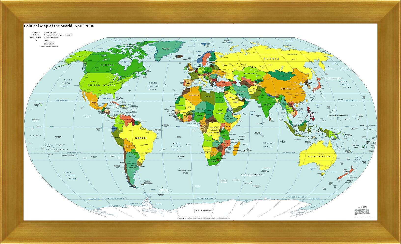 Картина в раме - Политическая карта мира. Апрель 2006