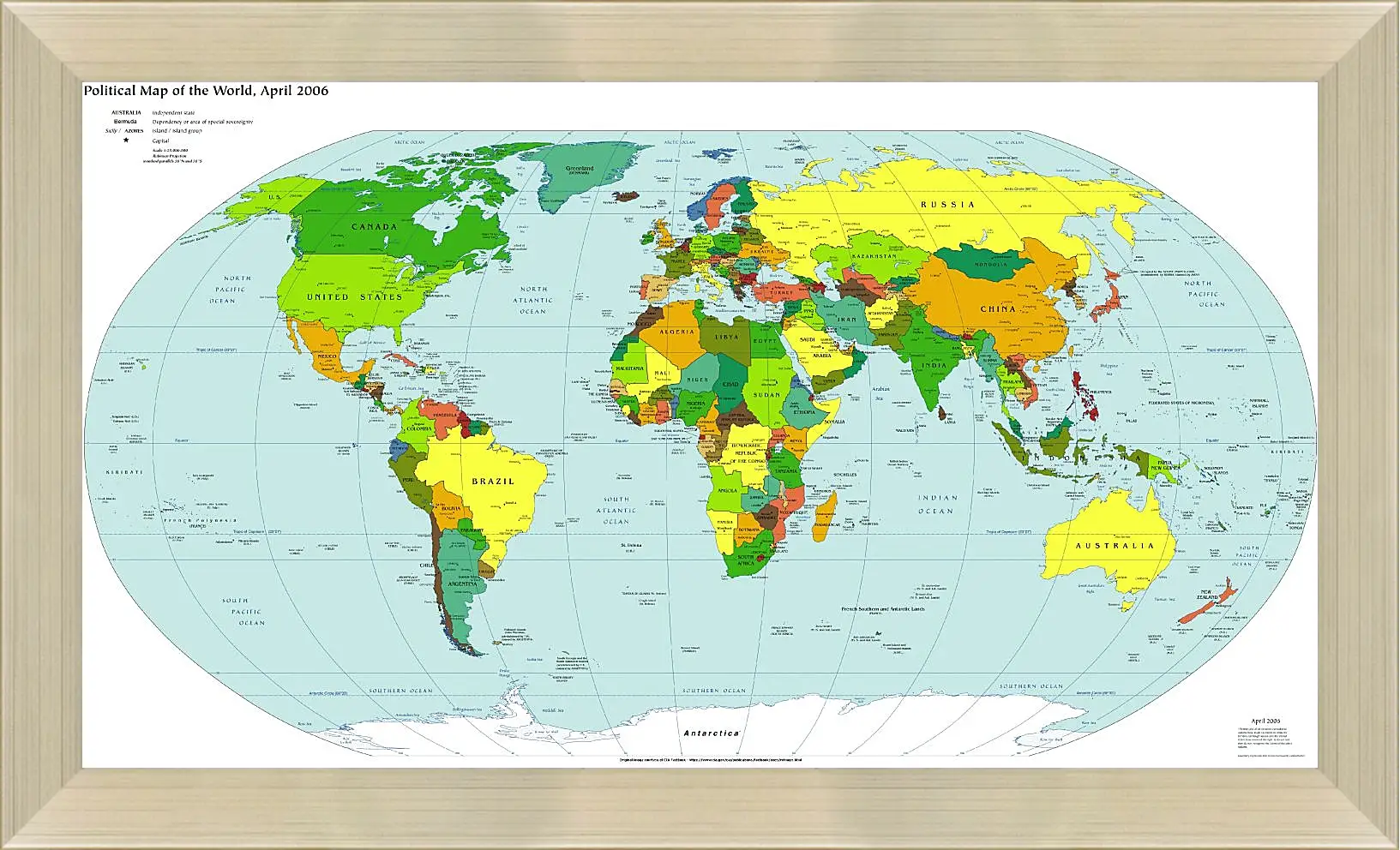 Картина в раме - Политическая карта мира. Апрель 2006