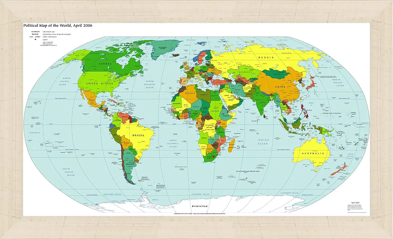 Картина в раме - Политическая карта мира. Апрель 2006