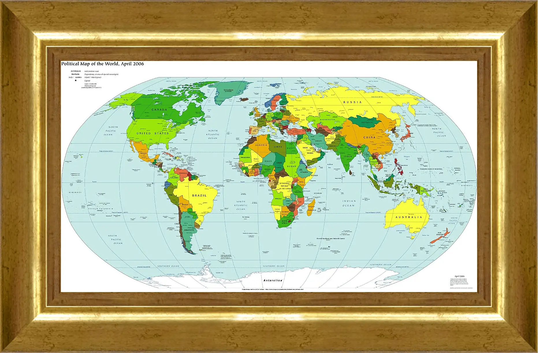 Картина в раме - Политическая карта мира. Апрель 2006