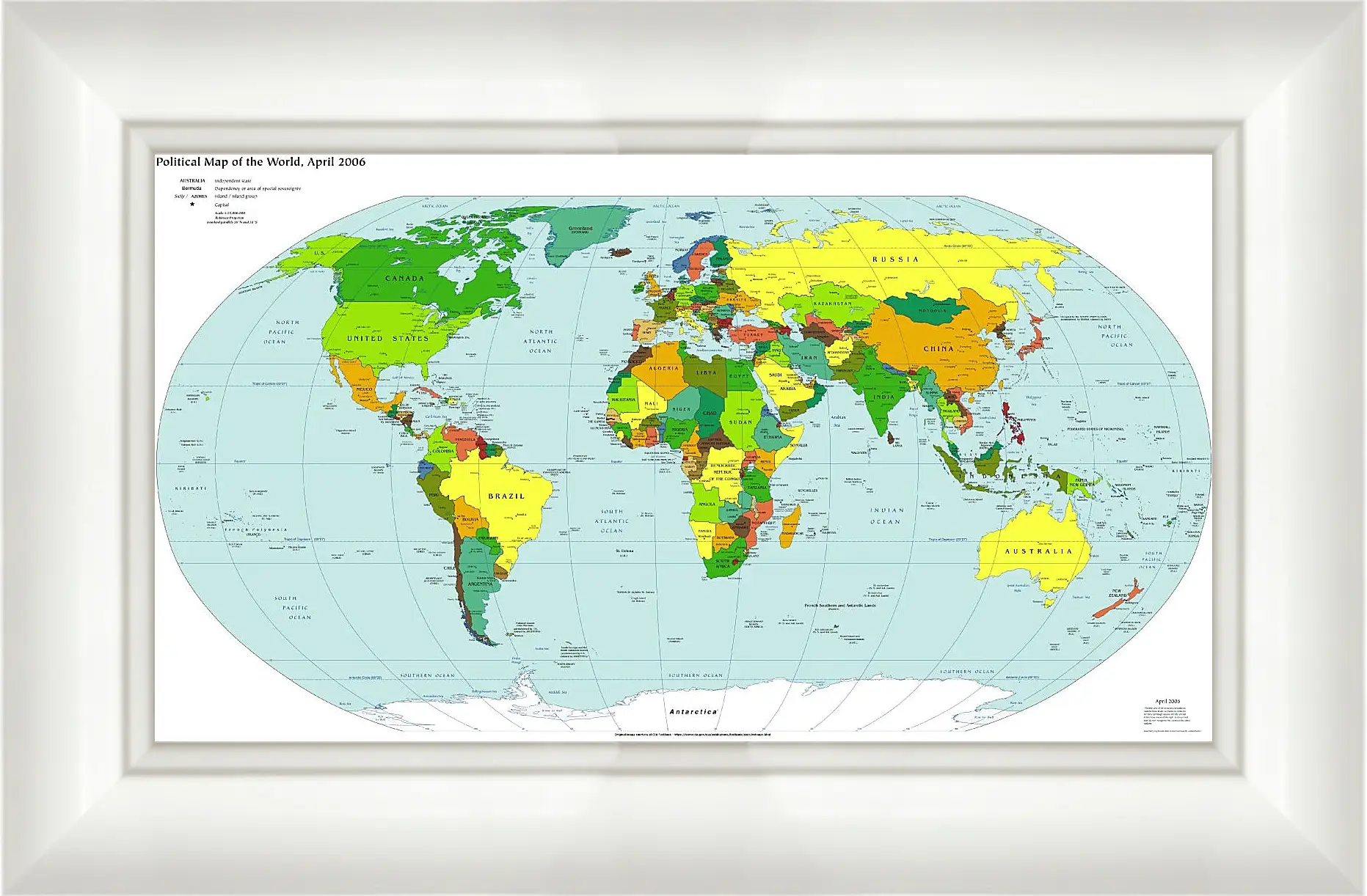 Картина в раме - Политическая карта мира. Апрель 2006