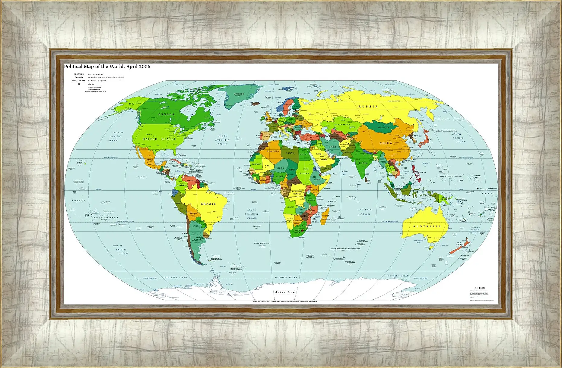 Картина в раме - Политическая карта мира. Апрель 2006