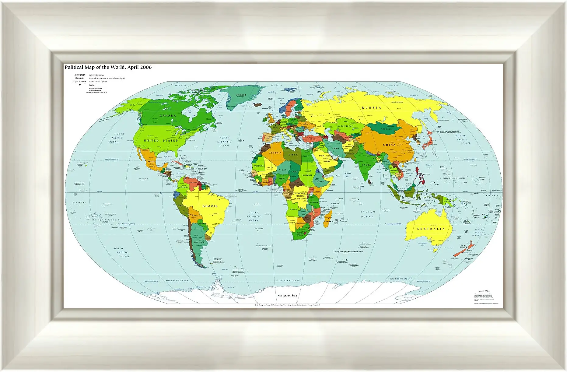 Картина в раме - Политическая карта мира. Апрель 2006