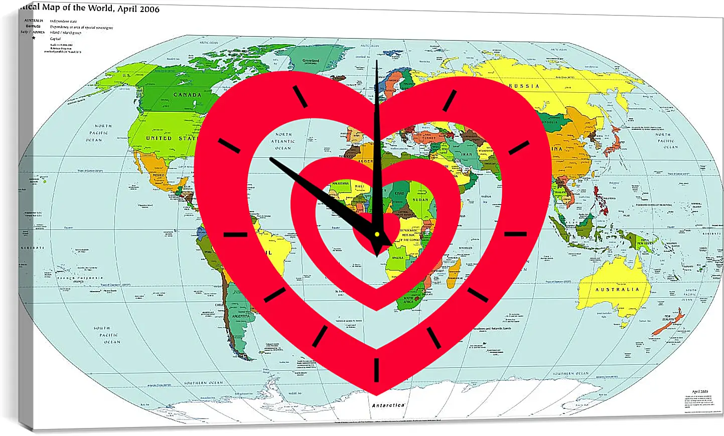 Часы картина - Политическая карта мира. Апрель 2006