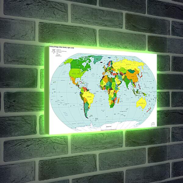 Лайтбокс световая панель - Политическая карта мира. Апрель 2006