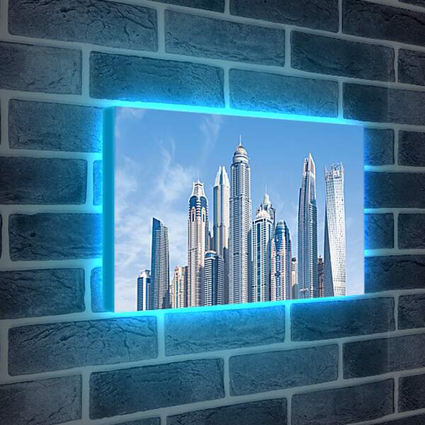 Лайтбокс световая панель - Небоскрёбы под голубым небом. Дубай
