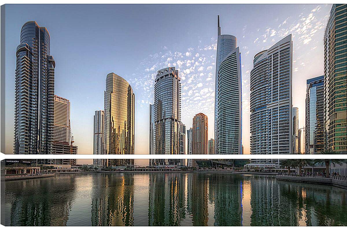 Модульная картина - Отражение небоскрёбов в воде. Дубай