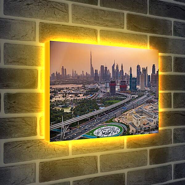 Лайтбокс световая панель - Общий вид города. Дубай