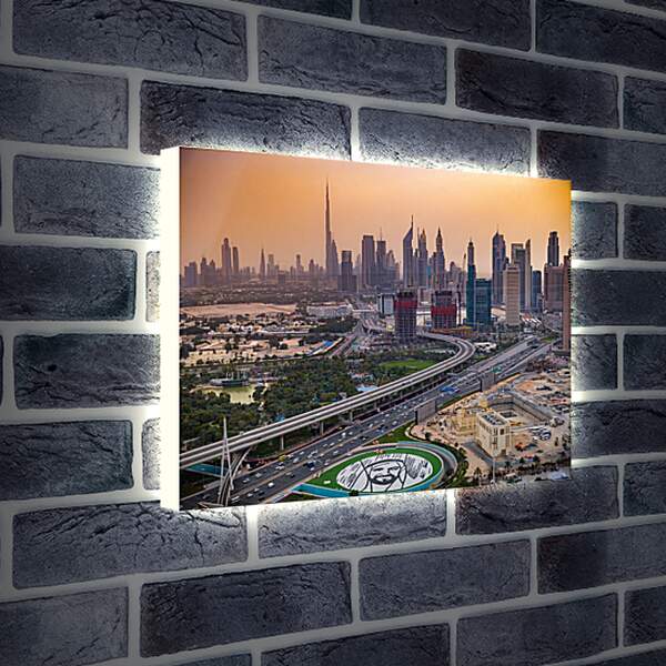 Лайтбокс световая панель - Общий вид города. Дубай