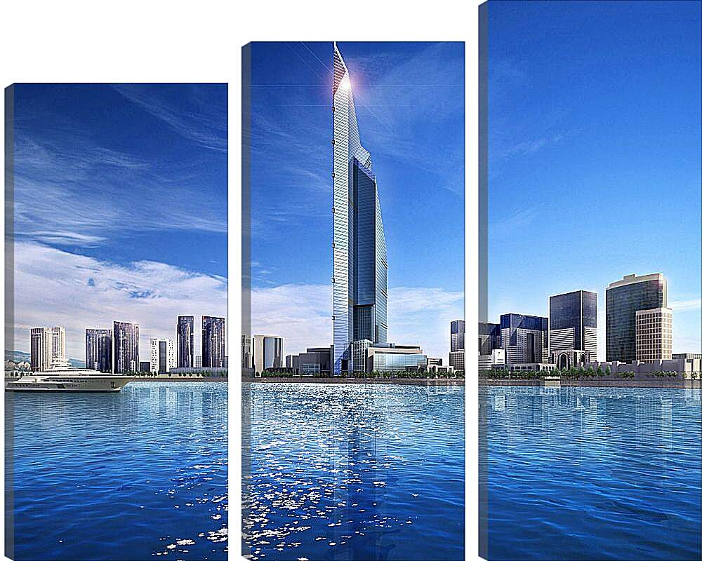 Модульная картина - Небоскрёб возле воды. Дубай