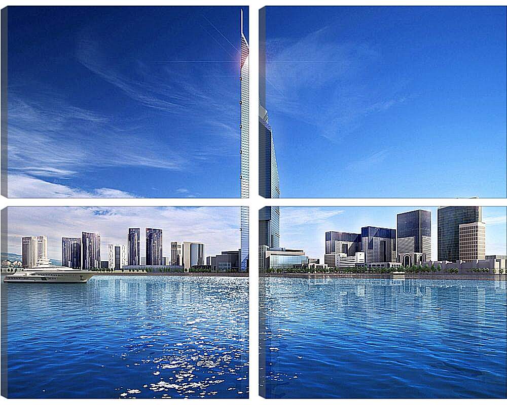Модульная картина - Небоскрёб возле воды. Дубай